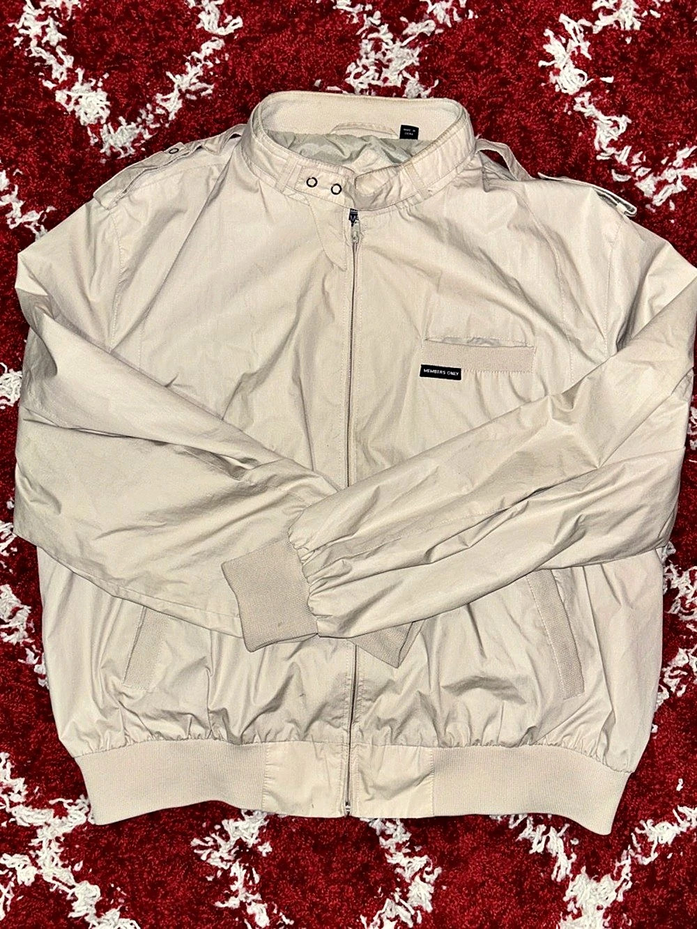 Members Only Men’s Iconic Racer Bomber Jacket - Beige - XX Large